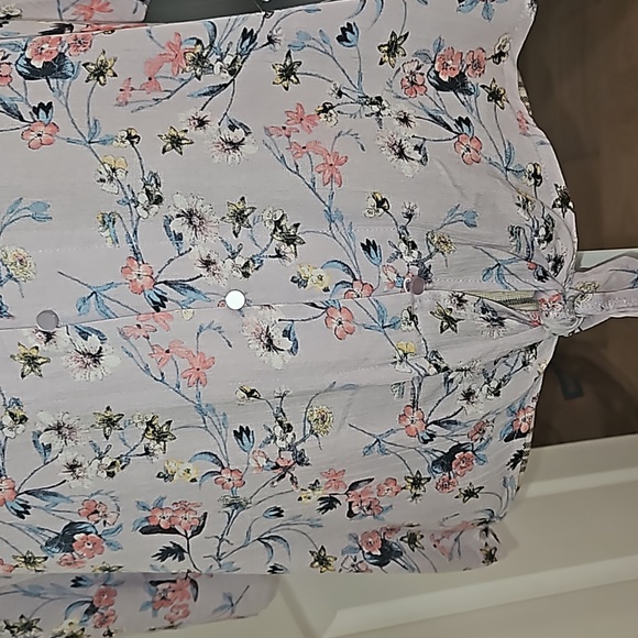 DYLAN RYAN Women Floral Tie Front Blouse Top Tunic Size M Botton Down - Picture 10 of 14
